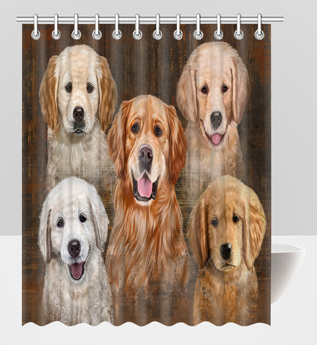 Rustic Golden Retriever Dogs Shower Curtain