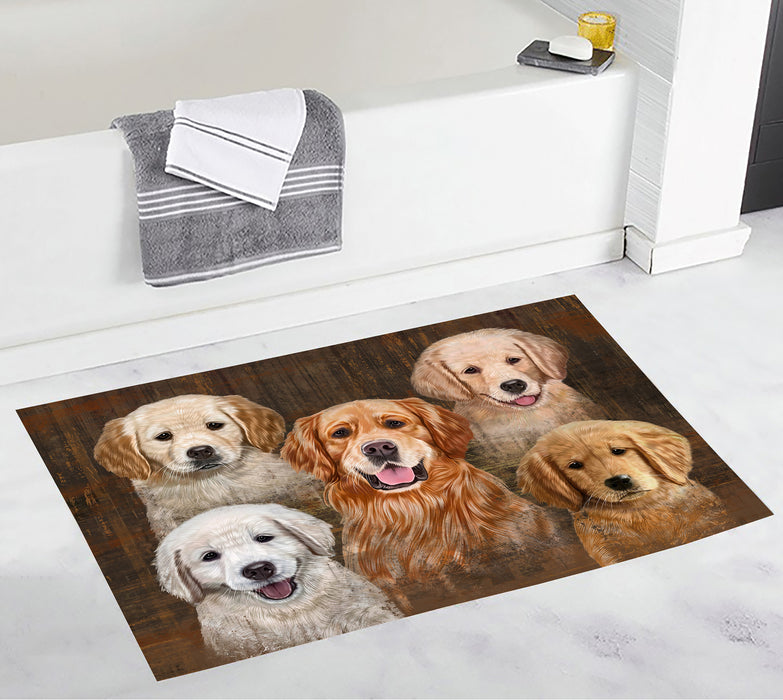 Rustic Golden Retriever Dogs Bath Mat