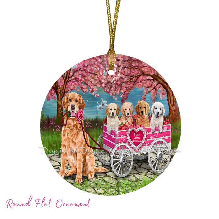 Mother's Day Gift Basket Golden Retriever Dogs Blanket, Pillow, Coasters, Magnet, Coffee Mug and Ornament