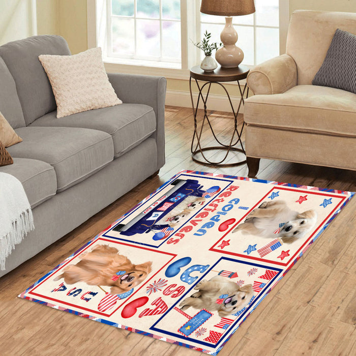 4th of July Independence Day I Love USA Golden Retriever Dogs Area Rug - Ultra Soft Cute Pet Printed Unique Style Floor Living Room Carpet Decorative Rug for Indoor Gift for Pet Lovers
