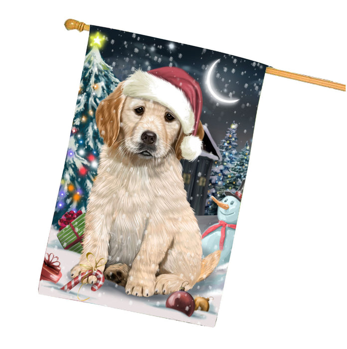 Have a Holly Jolly Christmas Golden Retriever Dog House Flag Outdoor Decorative Double Sided Pet Portrait Weather Resistant Premium Quality Animal Printed Home Decorative Flags 100% Polyester FLG67864