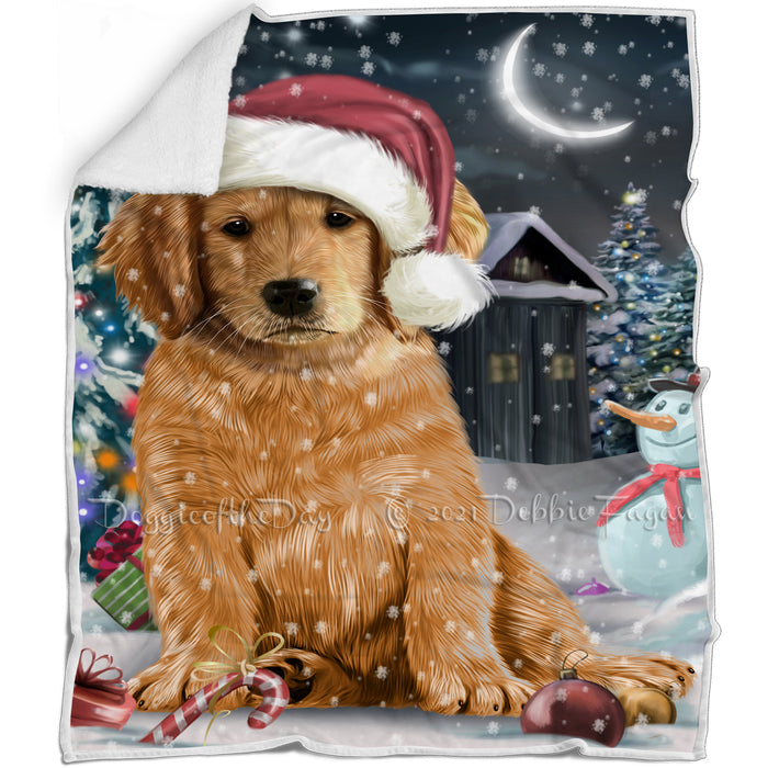 Have a Holly Jolly Christmas Golden Retriever Dog in Holiday Background Blanket D074