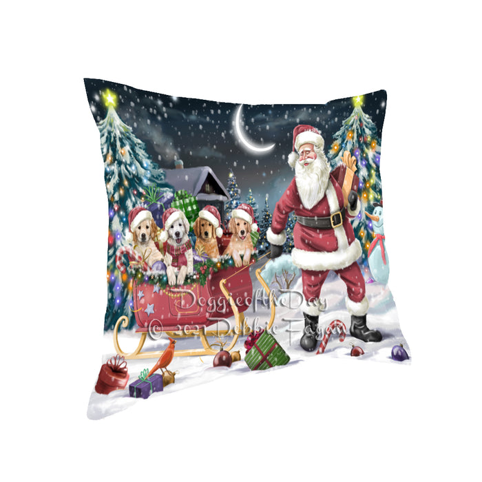 Christmas Santa Sled Golden Retriever Dogs Pillow with Top Quality High-Resolution Images - Ultra Soft Pet Pillows for Sleeping - Reversible & Comfort - Ideal Gift for Dog Lover - Cushion for Sofa Couch Bed - 100% Polyester