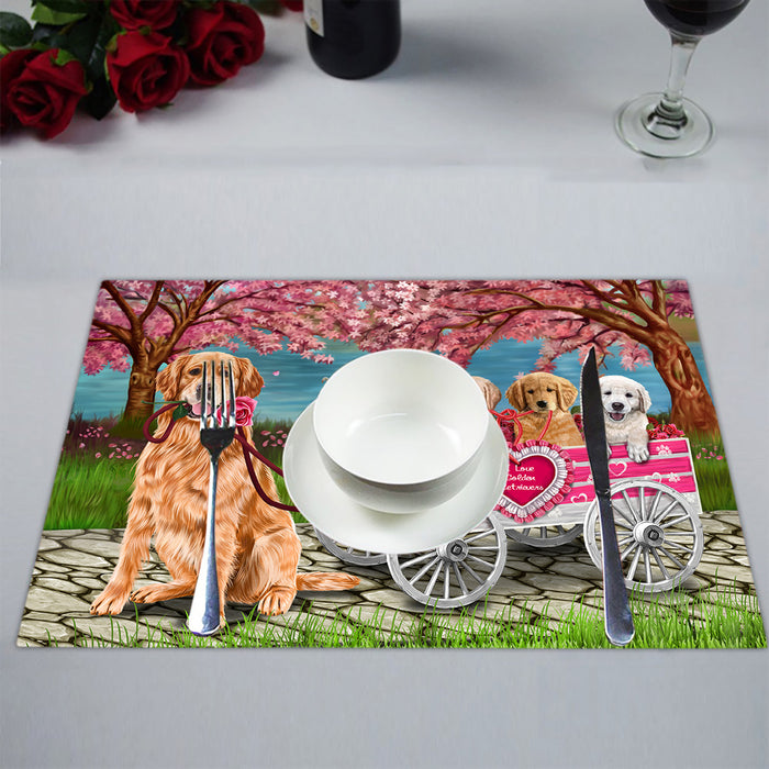 I Love Golden Retriever Dogs in a Cart Placemat