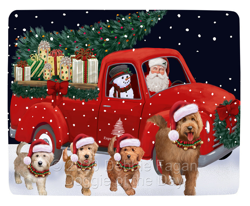 Christmas Express Delivery Red Truck Running Goldendoodle Dogs Blanket BLNKT141828