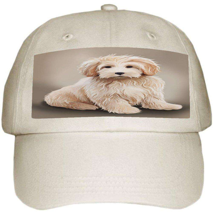 Goldendoodle Dog Ball Hat Cap Off White
