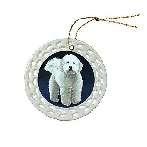 Goldendoodle Dog Christmas Doily Ceramic Ornament