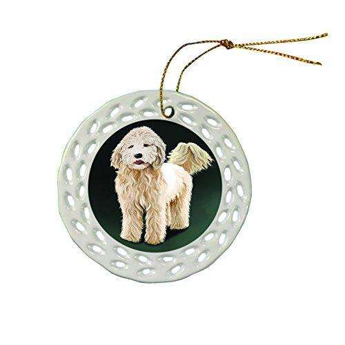 Goldendoodle Dog Christmas Doily Ceramic Ornament