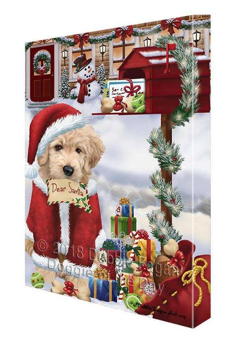Goldendoodle Dog Dear Santa Letter Christmas Holiday Mailbox Canvas Print Wall Art Décor CVS99683