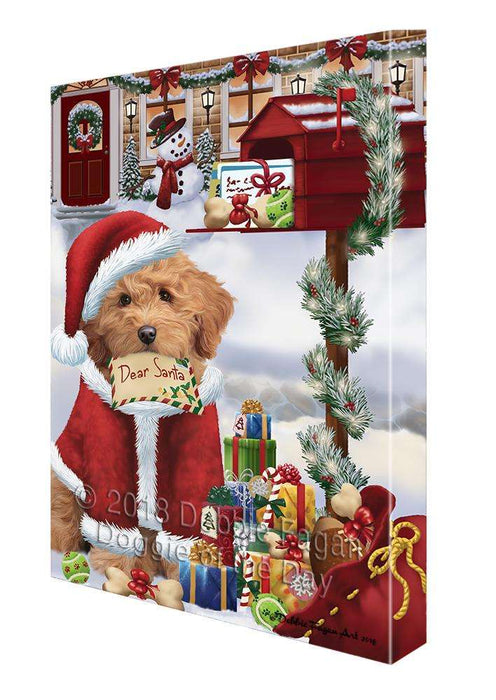 Goldendoodle Dog Dear Santa Letter Christmas Holiday Mailbox Canvas Print Wall Art Décor CVS99692