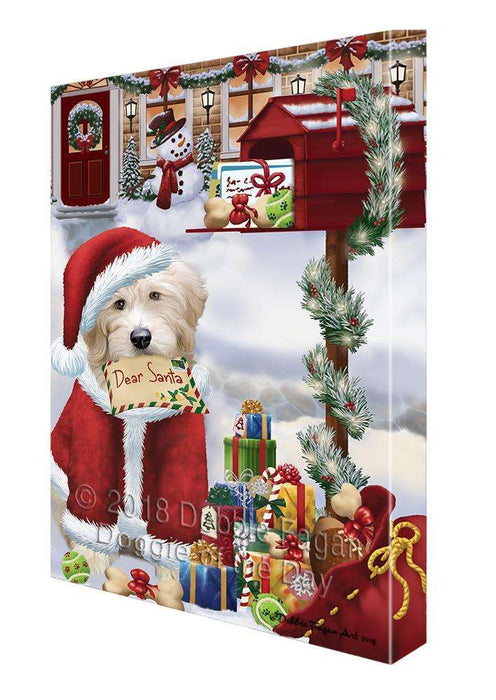 Goldendoodle Dog Dear Santa Letter Christmas Holiday Mailbox Canvas Print Wall Art Décor CVS99701