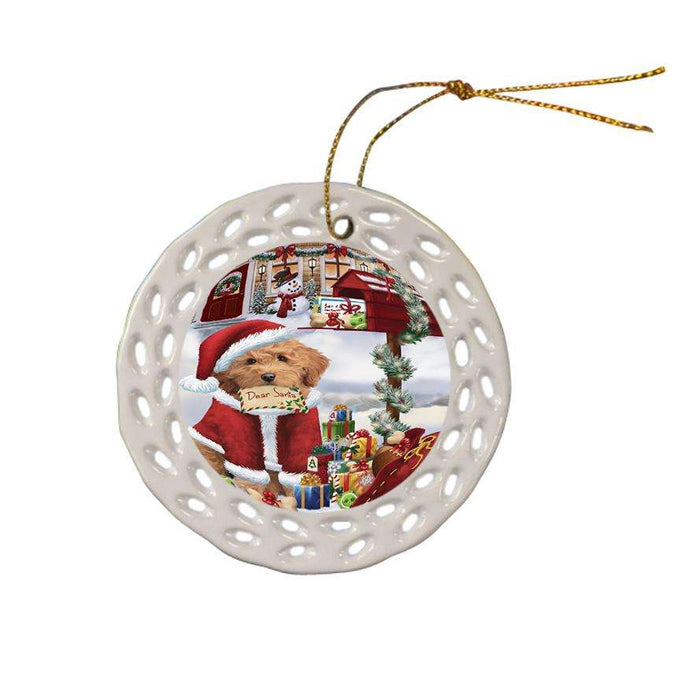 Goldendoodle Dog Dear Santa Letter Christmas Holiday Mailbox Ceramic Doily Ornament DPOR53538