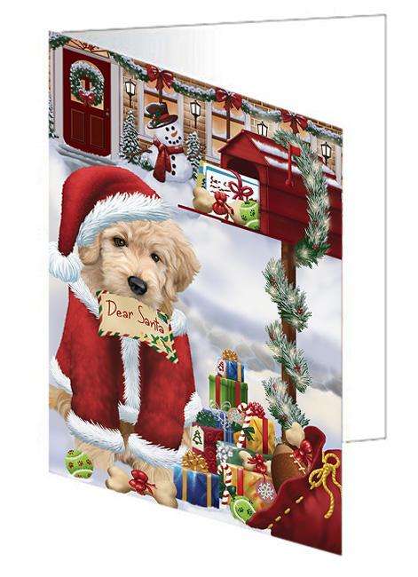 Goldendoodle Dog Dear Santa Letter Christmas Holiday Mailbox Handmade Artwork Assorted Pets Greeting Cards and Note Cards with Envelopes for All Occasions and Holiday Seasons GCD64640