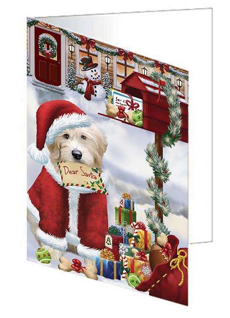 Goldendoodle Dog Dear Santa Letter Christmas Holiday Mailbox Handmade Artwork Assorted Pets Greeting Cards and Note Cards with Envelopes for All Occasions and Holiday Seasons GCD64646