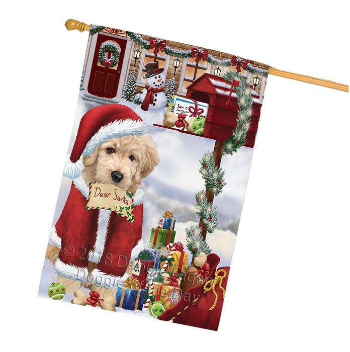 Goldendoodle Dog Dear Santa Letter Christmas Holiday Mailbox House Flag FLG53735