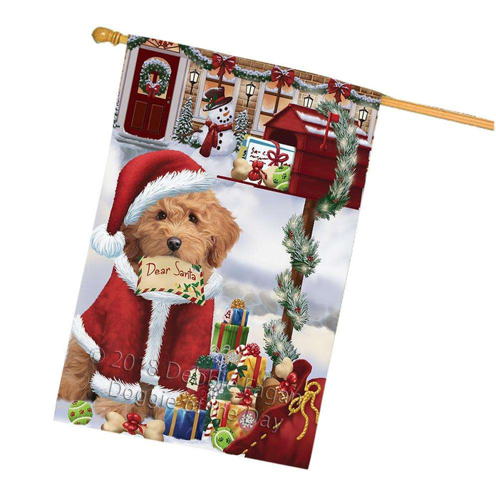 Goldendoodle Dog Dear Santa Letter Christmas Holiday Mailbox House Flag FLG53736