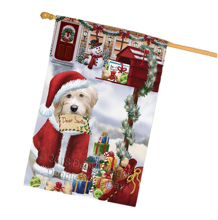 Goldendoodle Dog Dear Santa Letter Christmas Holiday Mailbox House Flag FLG53737