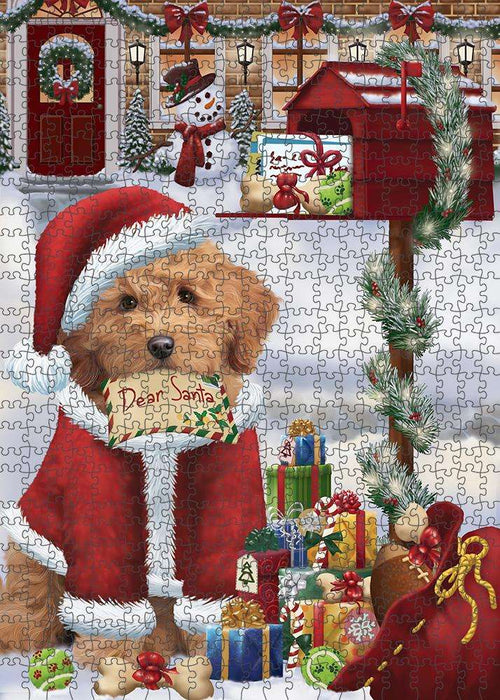 Goldendoodle Dog Dear Santa Letter Christmas Holiday Mailbox Puzzle with Photo Tin PUZL81308