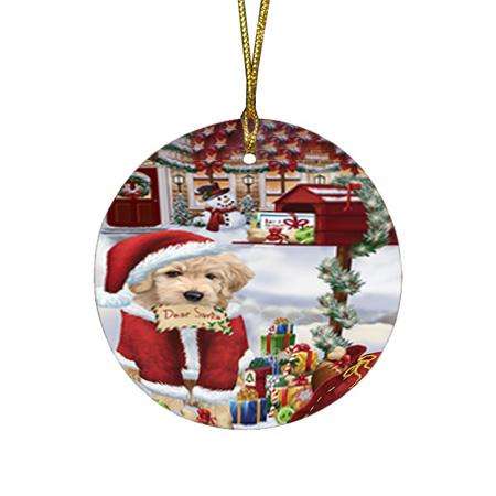 Goldendoodle Dog Dear Santa Letter Christmas Holiday Mailbox Round Flat Christmas Ornament RFPOR53528