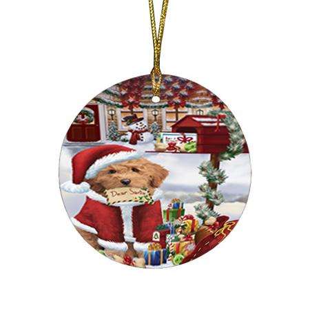 Goldendoodle Dog Dear Santa Letter Christmas Holiday Mailbox Round Flat Christmas Ornament RFPOR53529