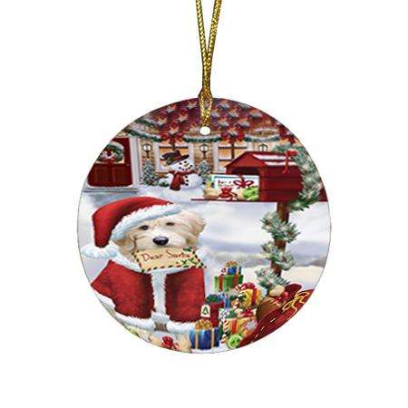 Goldendoodle Dog Dear Santa Letter Christmas Holiday Mailbox Round Flat Christmas Ornament RFPOR53530