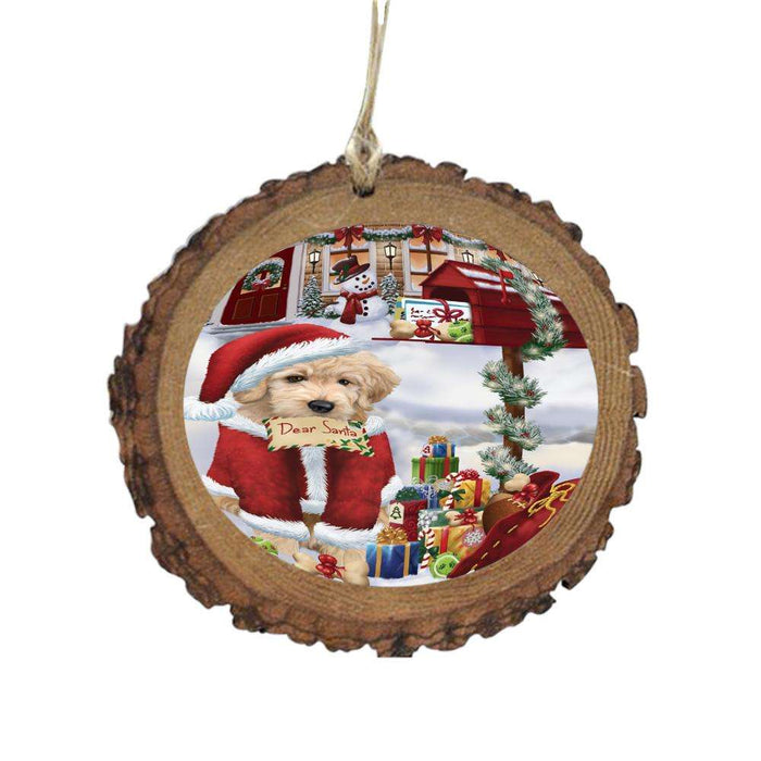 Goldendoodle Dog Dear Santa Letter Christmas Holiday Mailbox Wooden Christmas Ornament WOR49047