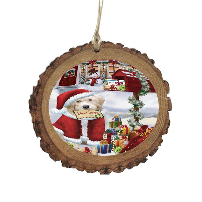 Goldendoodle Dog Dear Santa Letter Christmas Holiday Mailbox Wooden Christmas Ornament WOR49049