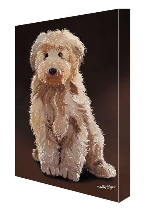 Goldendoodle Dog Painting Printed on Canvas Wall Art Signed