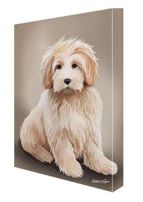 Goldendoodle Dog Painting Printed on Canvas Wall Art Signed