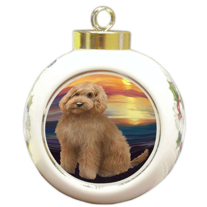 Goldendoodle Dog Round Ball Christmas Ornament RBPOR51751
