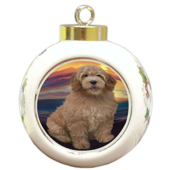 Goldendoodle Dog Round Ball Christmas Ornament RBPOR51752