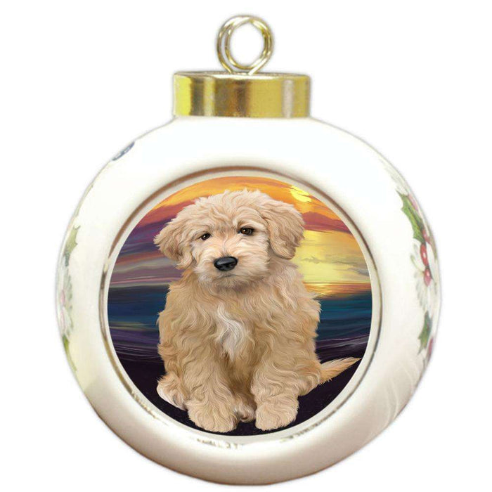 Goldendoodle Dog Round Ball Christmas Ornament RBPOR51754