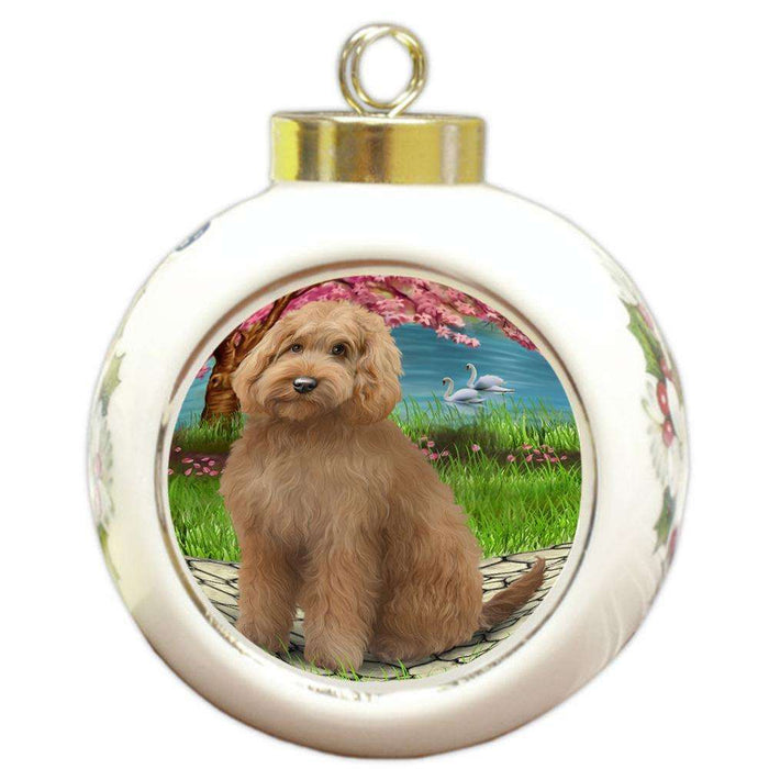 Goldendoodle Dog Round Ball Christmas Ornament RBPOR51757