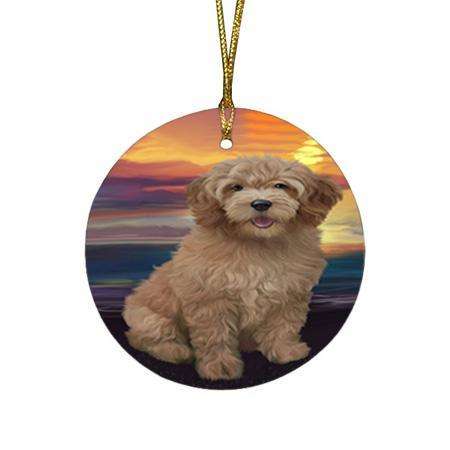 Goldendoodle Dog Round Flat Christmas Ornament RFPOR51743