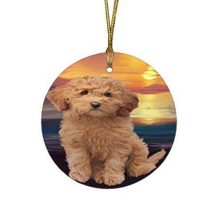 Goldendoodle Dog Round Flat Christmas Ornament RFPOR51744