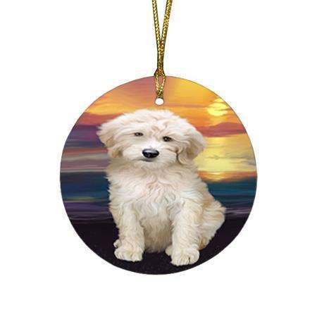Goldendoodle Dog Round Flat Christmas Ornament RFPOR51746