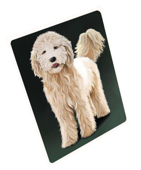 Goldendoodle Puppy Dog Art Portrait Print Woven Throw Sherpa Plush Fleece Blanket