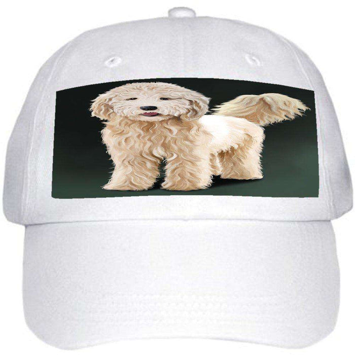 Goldendoodle Puppy Dog Ball Hat Cap Off White