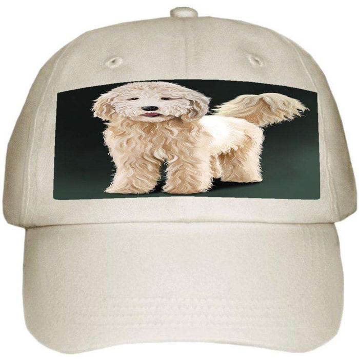 Goldendoodle Puppy Dog Ball Hat Cap Off White