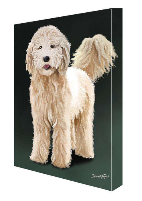 Goldendoodle Puppy Dog Painting Printed on Canvas Wall Art Signed