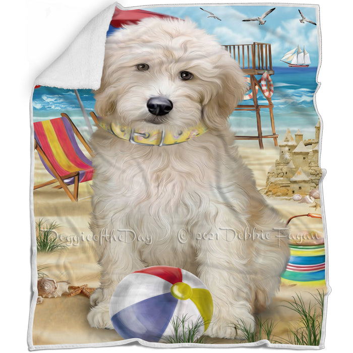 Pet Friendly Beach Goldendoodle Dog Blanket BLNKT80823
