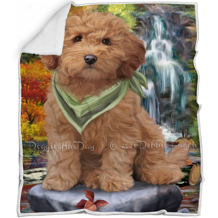 Scenic Waterfall Goldendoodle Dog Blanket BLNKT83775