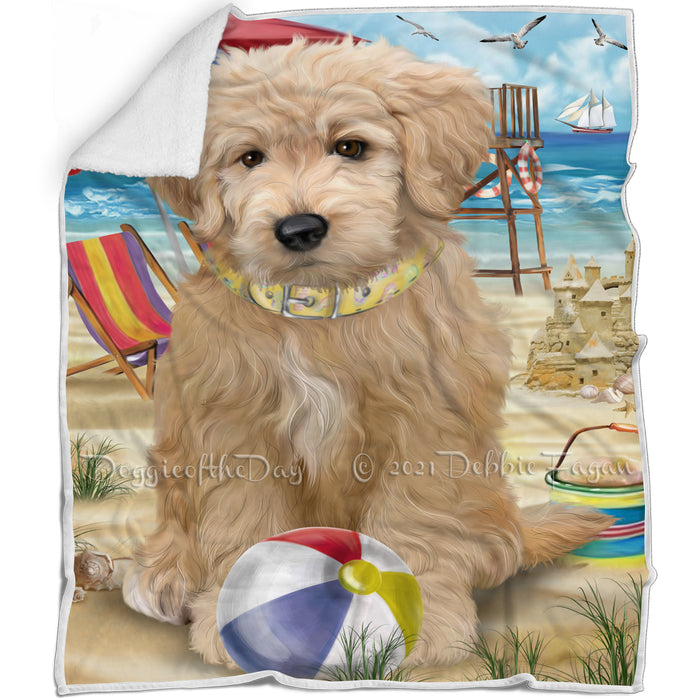 Pet Friendly Beach Goldendoodle Dog Blanket BLNKT80832