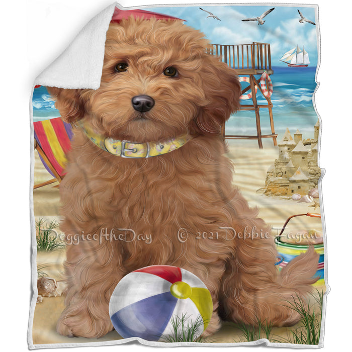 Pet Friendly Beach Goldendoodle Dog Blanket BLNKT80841