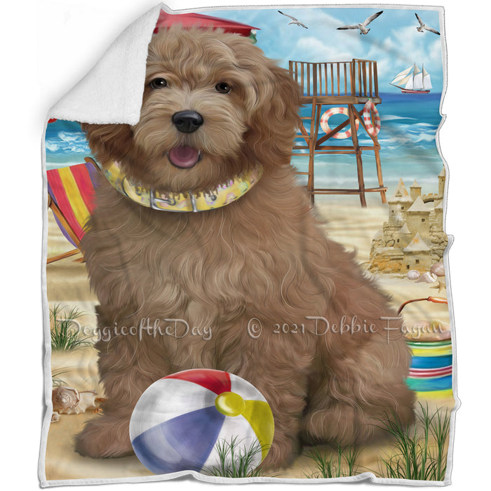 Pet Friendly Beach Goldendoodle Dog Blanket BLNKT80850