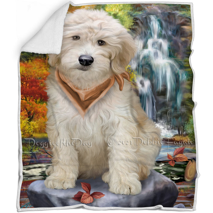 Scenic Waterfall Goldendoodle Dog Blanket BLNKT83802