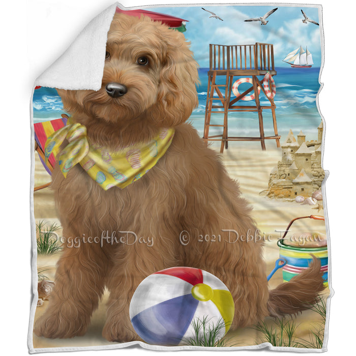 Pet Friendly Beach Goldendoodle Dog Blanket BLNKT80859