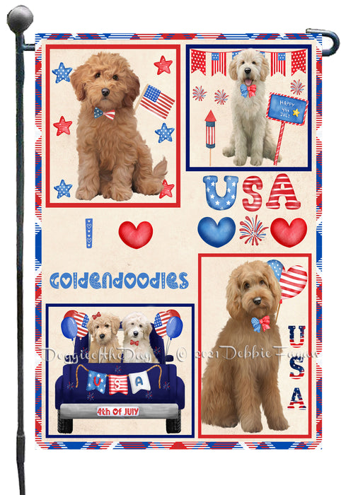 4th of July Independence Day I Love USA Goldendoodle Dogs Garden Flag GFLG66902