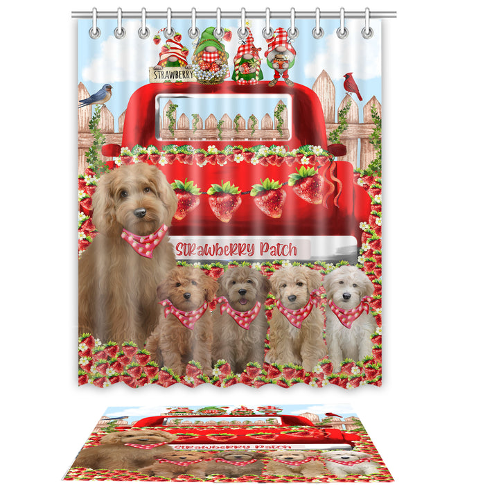 Goldendoodle Shower Curtain & Bath Mat Set: Explore a Variety of Designs, Custom, Personalized, Curtains with hooks and Rug Bathroom Decor, Gift for Dog and Pet Lovers