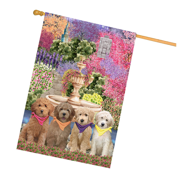Goldendoodle Dogs House Flag: Explore a Variety of Designs, Weather Resistant, Double-Sided, Custom, Personalized, Home Outdoor Yard Decor for Dog and Pet Lovers